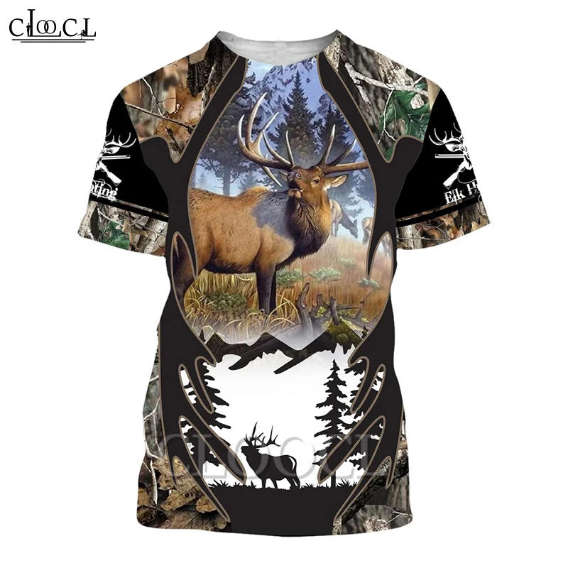 CLOOCL 2021 Летняя мужская футболка с 3D принтом Лось Охота камуфляжные футболки Harajuku