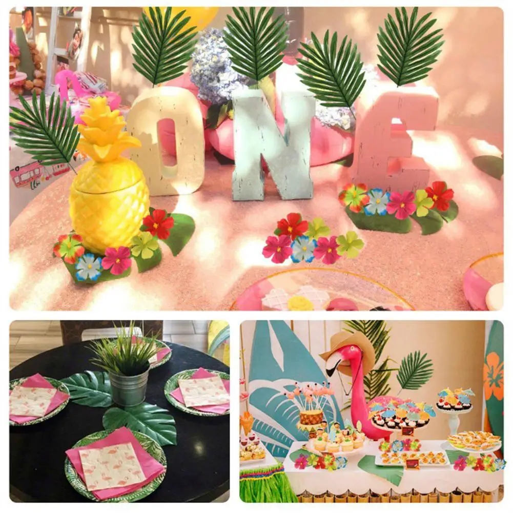 60 шт./компл. дешевые пластиковые цветы искусственные листья монстеры зеленые