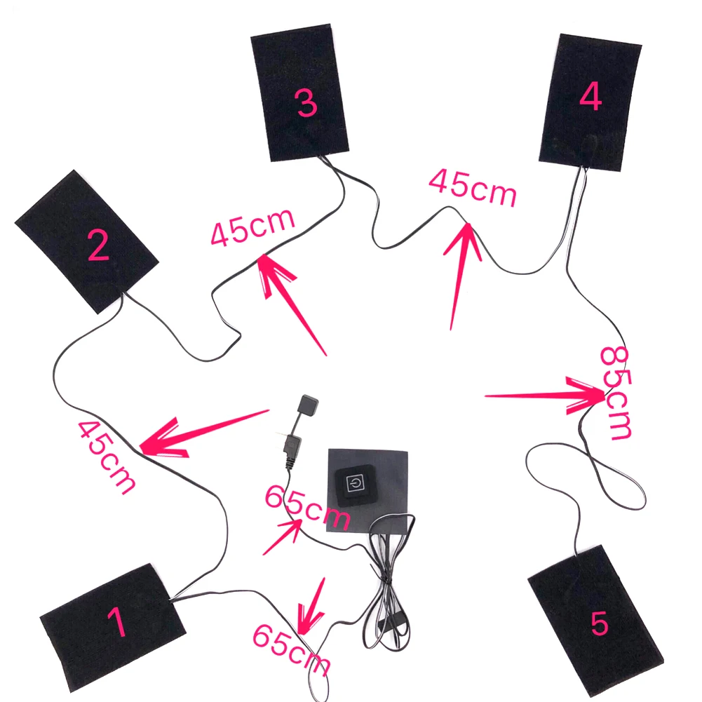 USB Charged Clothes Heating Pad Three-level Thermostat 5V Electric Sheet 3 5 Pads Warmer For Vest Jacket | Спорт и развлечения