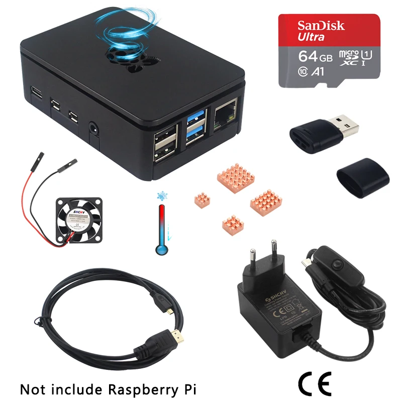Корпус из АБС-пластика для Raspberry Pi 4 Модель B с охлаждающим вентилятором