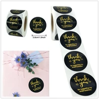 500pcsroll round gold foil thank you stickers 3 8cm gift cards envelope sealing label stickers journal stationery stickers