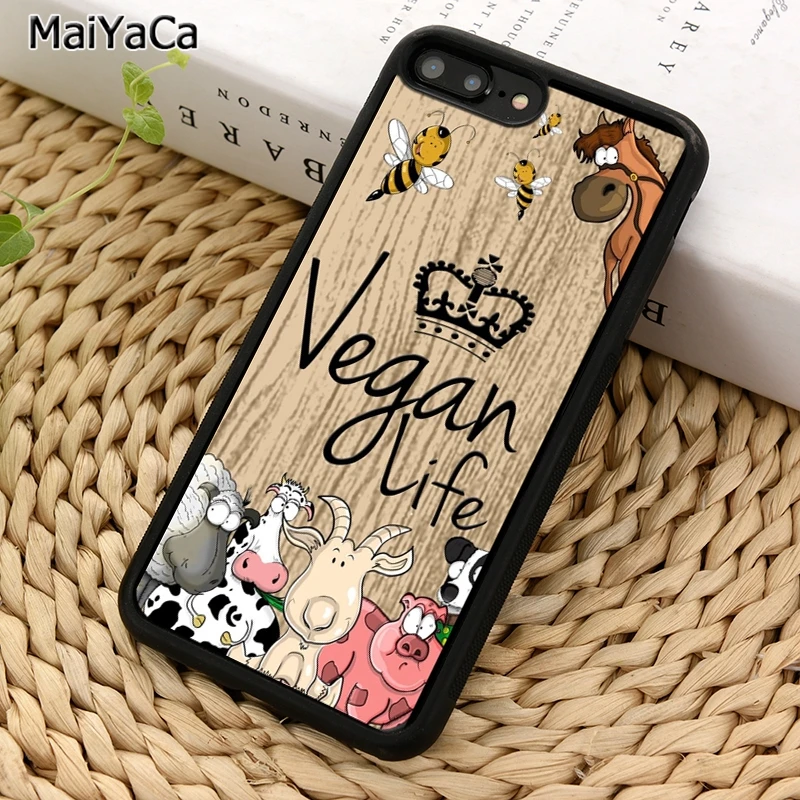 MaiYaCa чехол для телефона с цитатами из Веганской еды животным любовью iPhone 5 6 7 8 plus 11