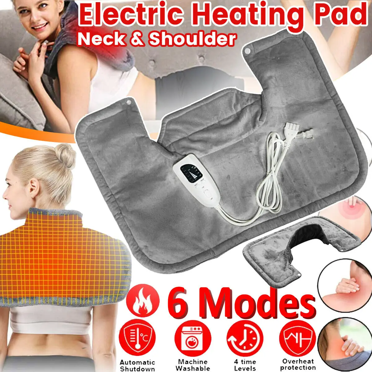 

Electric Warming Heating Pad Blanket 220-240V Portable Shoulder Neck Back Heating Shawl Wrap Pain Relief Temperature Controller