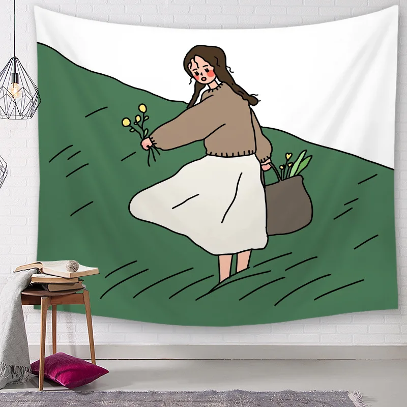 

Kawaii Decor Wall Hanging Lovely Girl Tapestries for Home Room Decoration Wall Tapestry