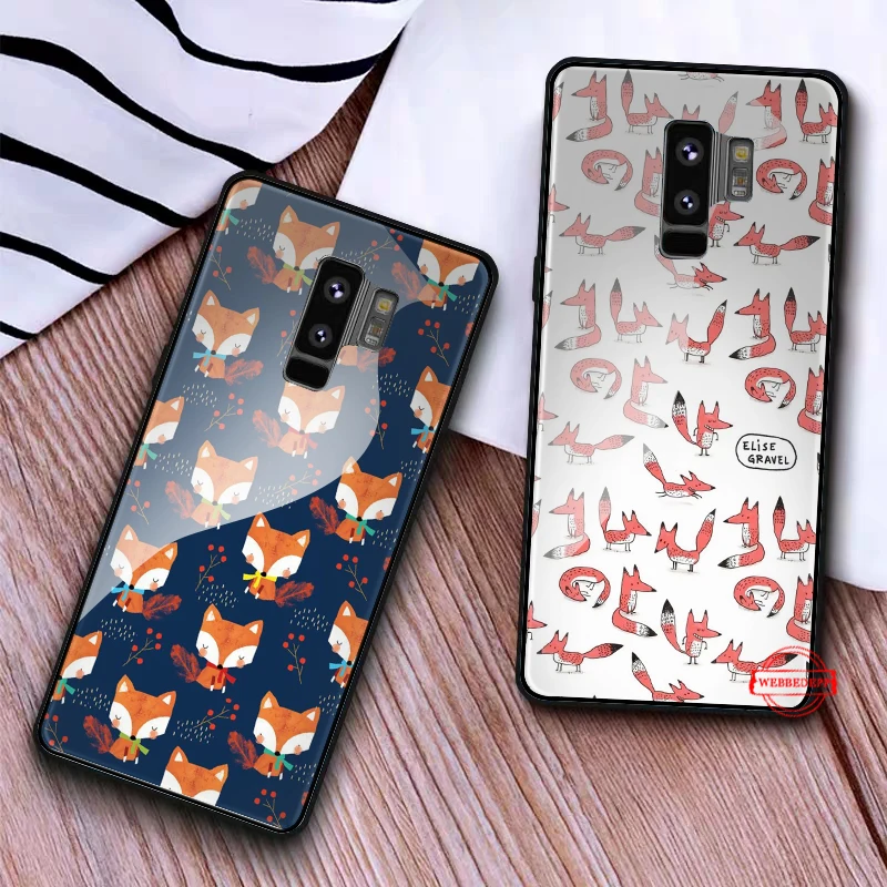 8W Animal More Cute Fox cat Glass Case for Samsung S7 Edge S8 S9 S10 Plus A10 A20 A30 A40 A50 A60 A70 Note 8 9 10 | Мобильные