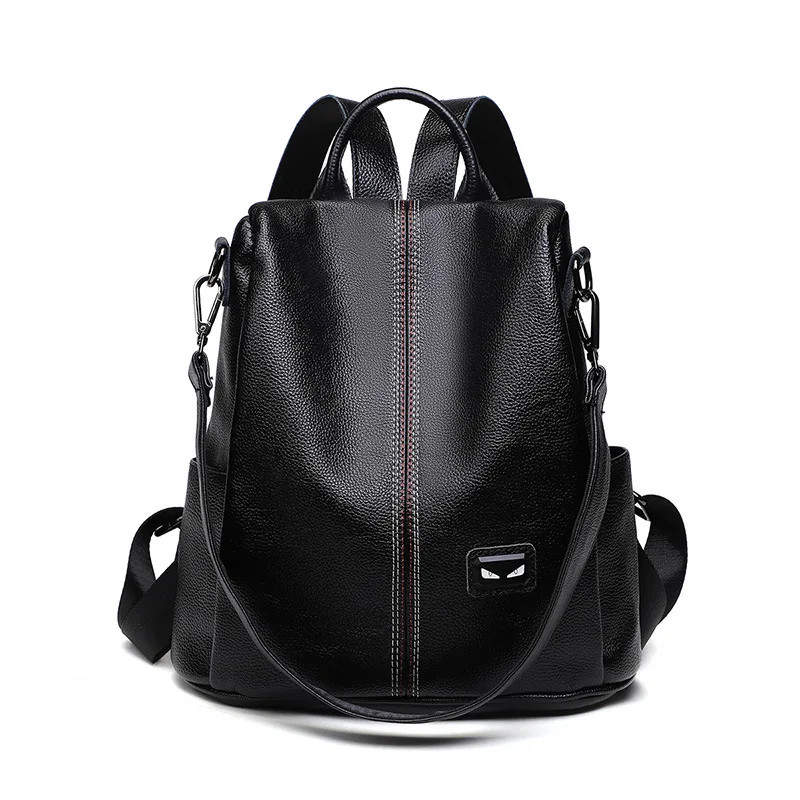 

2021 Women Backpacks Embossed Leather High Quality Female High-capacity Hairy Balls Backpack For Girls School Bag Back Pack