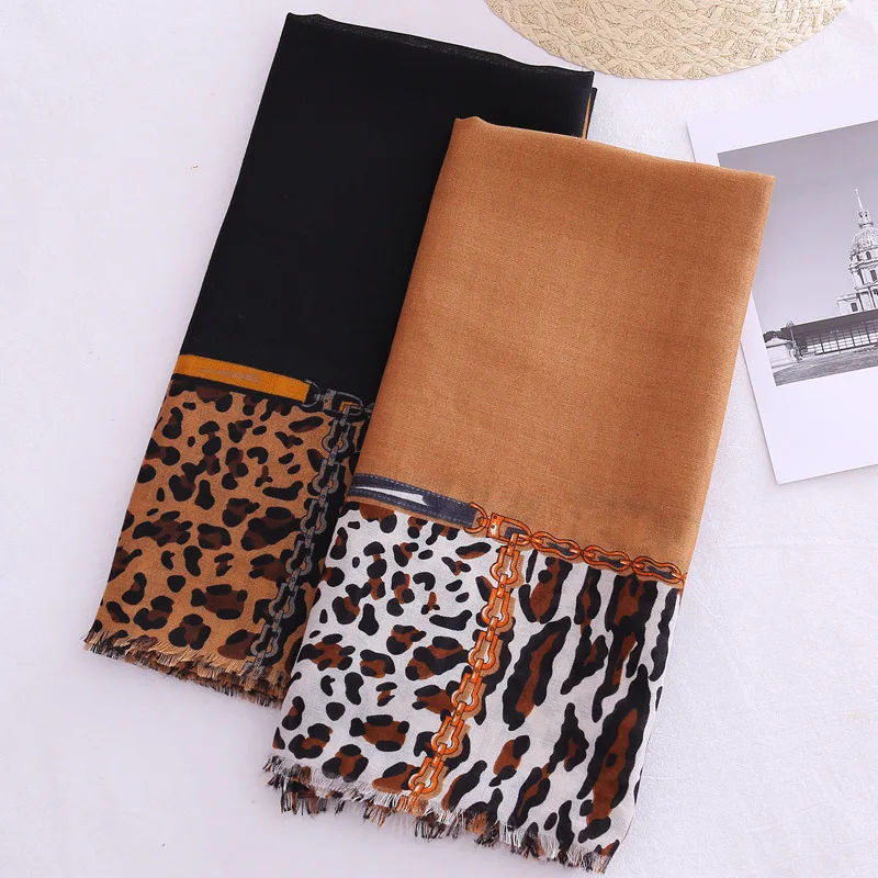 Новинка 2020 модный шарф из хлопка и льна с леопардовым принтом на четыре сезона |