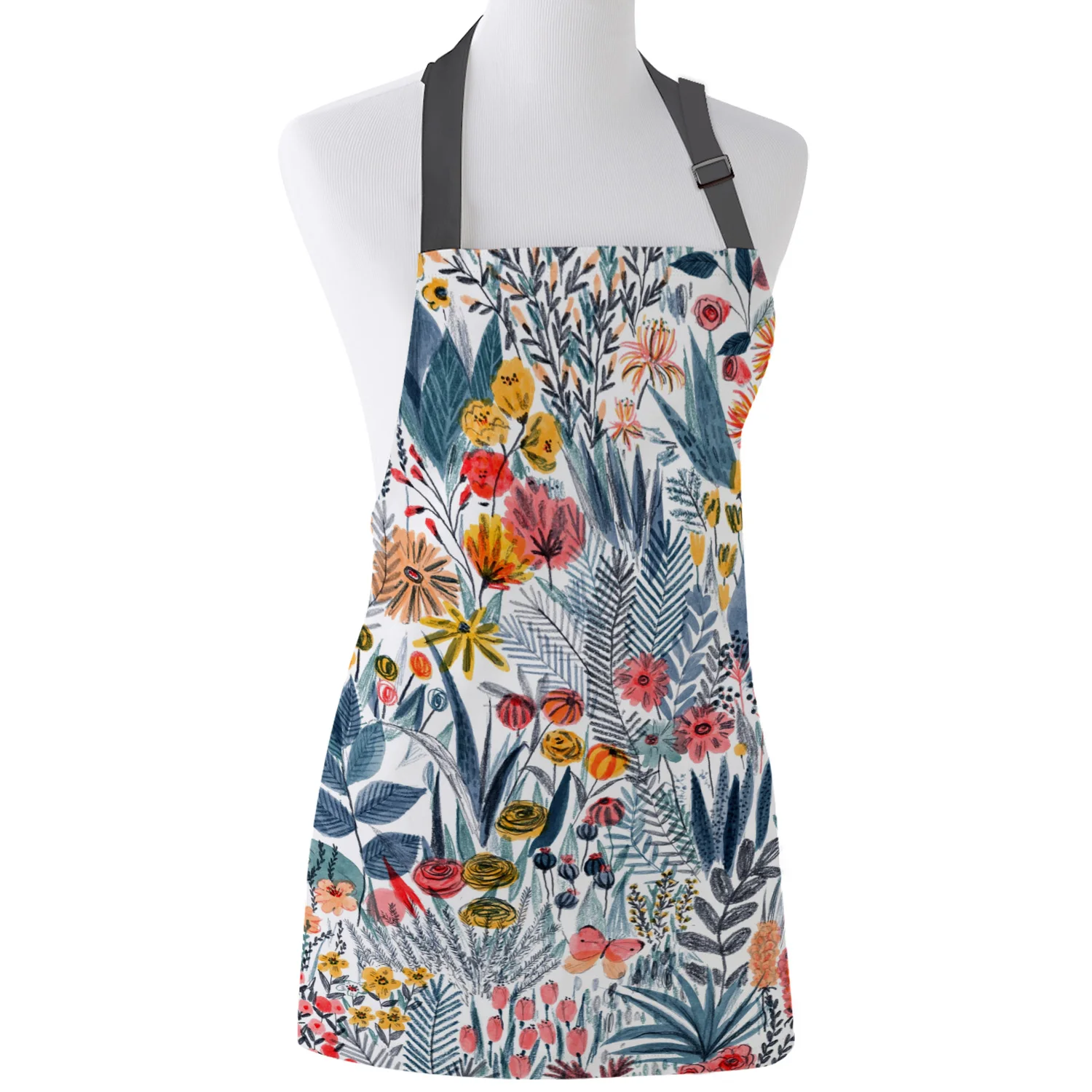 Регулируемый Фартук с цветами для кухни ресторана бара повара нагрудник унисекс