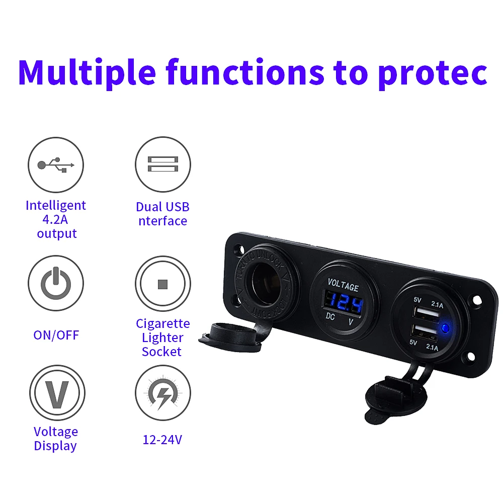Зарядное устройство для автомобильного телефона 12 В быстрое зарядное с 2