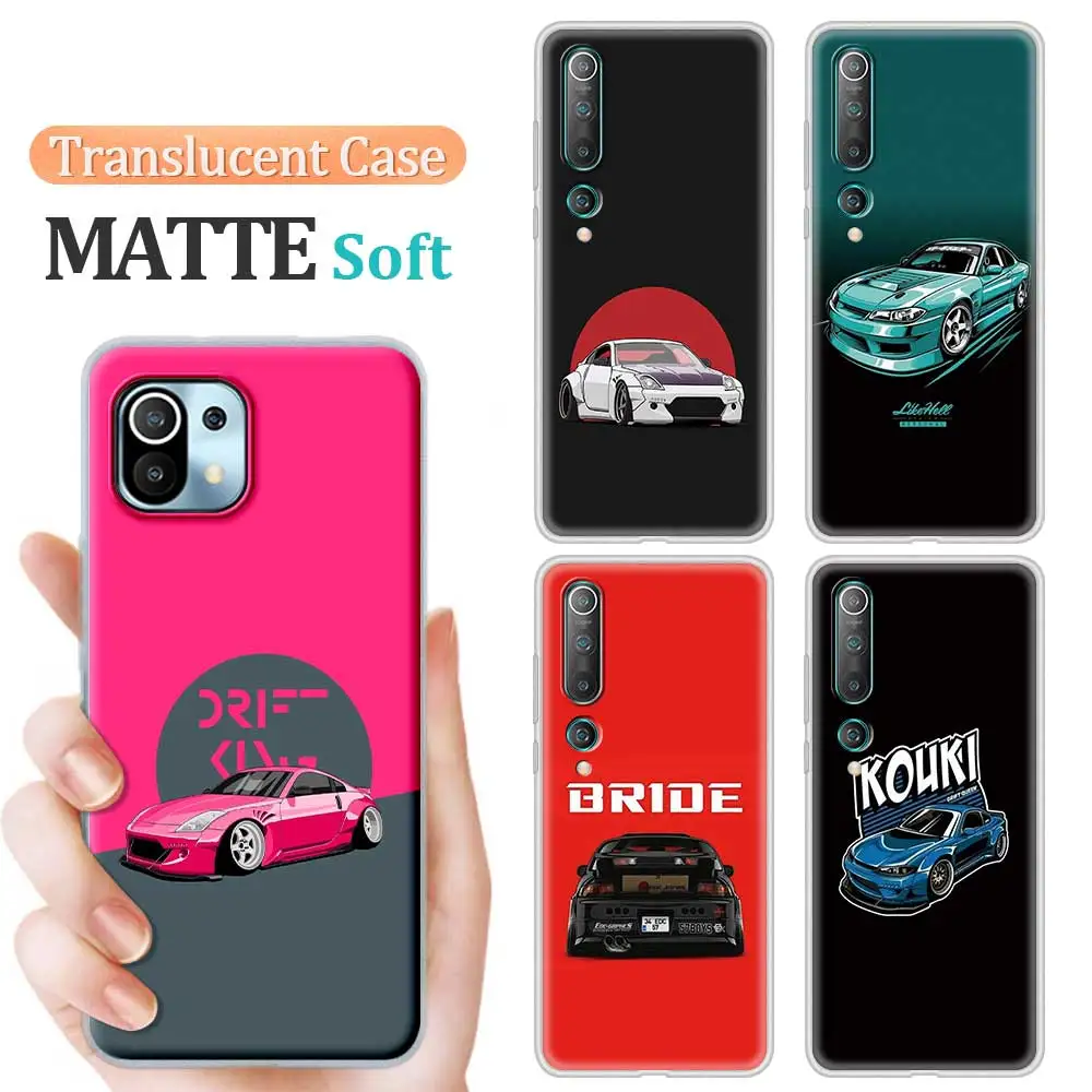 

Sports Car Jdm Drift Translucent Matte Case For Xiaomi Mi Note 10 11 9 Lite 10T CC9 Pro 5G 11 Ultra 11i 10S CC9E Soft Cover