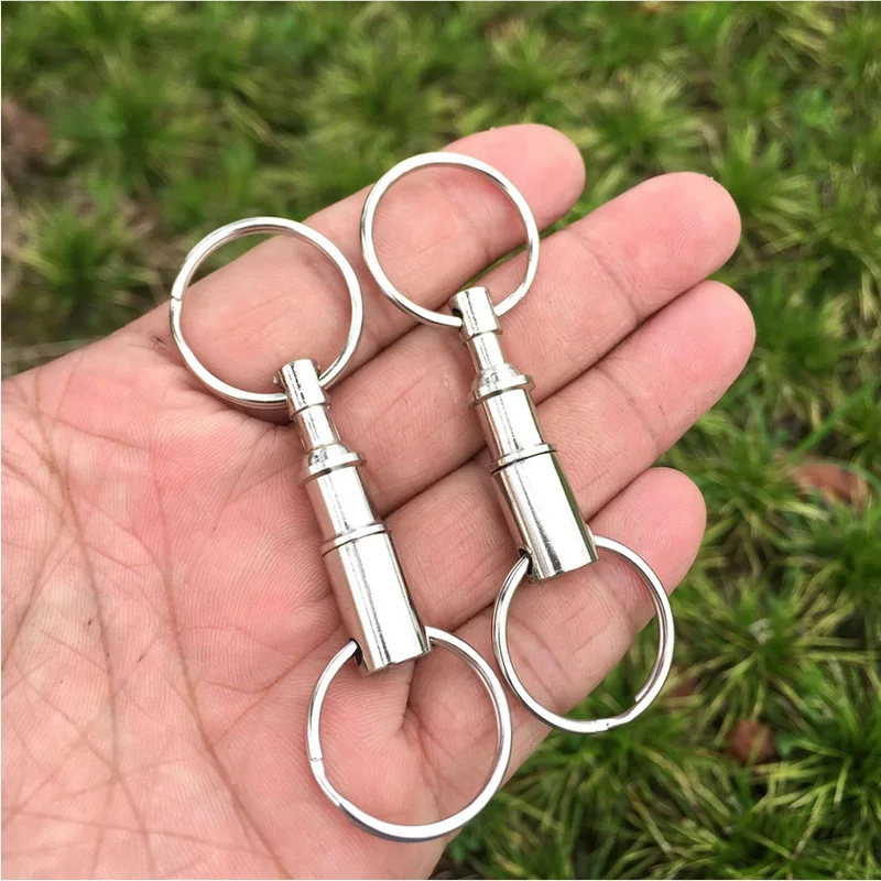 

Silver Pull Apart Quick Release Tool Chain Key Ring Split Clip Hiking Working