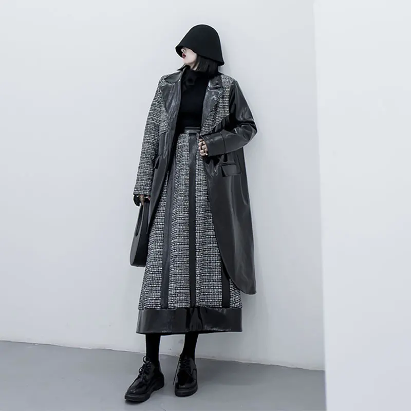 XITAO/парка в полоску из искусственной кожи модная новинка длинный рукав