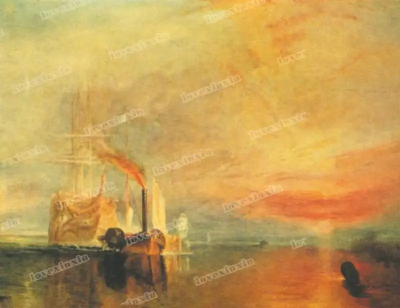 

The Fighting Temeraire Tugged To Her Last Berth To Be Broken Up Oil Painting Simulation Painting Bedroom Decoration Oil Painting