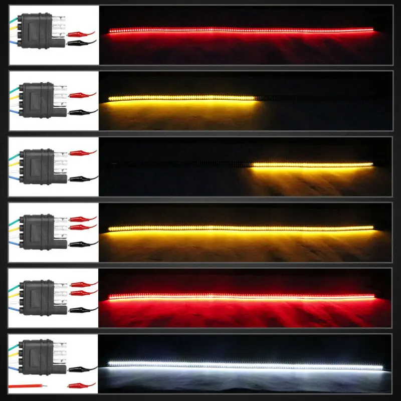 

12V DC 48/60 Inch Truck Flexible LED Strip Light Tail Tailgate Light Bar 3Row Reverse Brake Driving Turn Signal Lamp