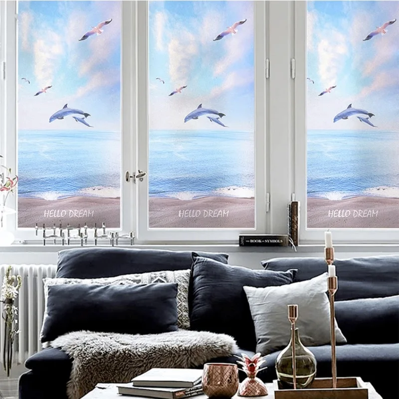 

Пленка для окон, размер под заказ, пейзаж, статическая пленка, декоративная, съемная матовая тонировка, фольга для домашнего офиса, магазина, 55 см x 100 см