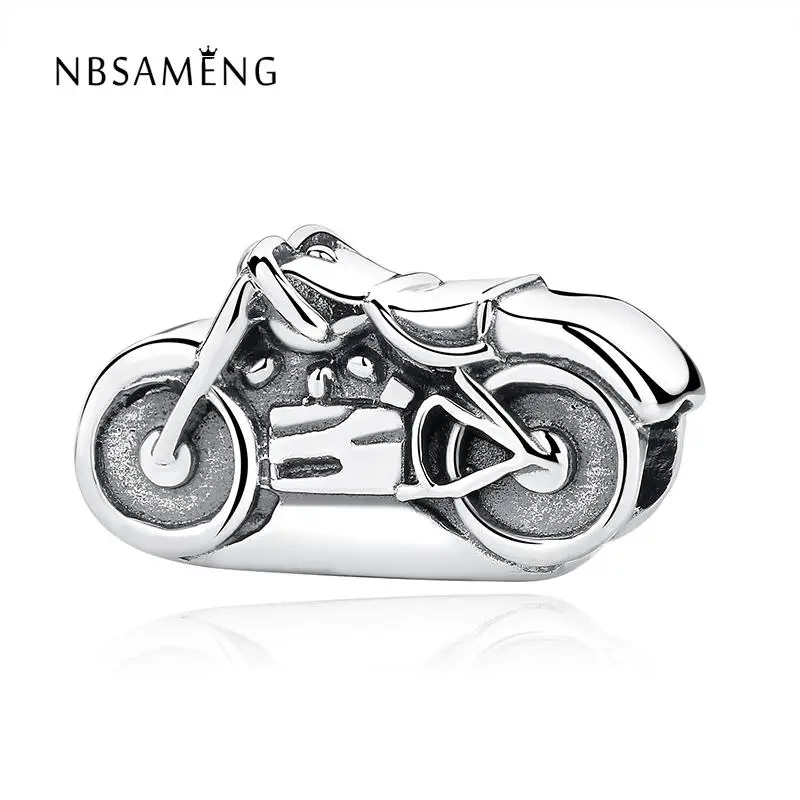 

Original 100% 925 Sterling Silver Bead Antique Motorcycle Charm Beads Fit Original Bracelets Beads For Jewelry Making