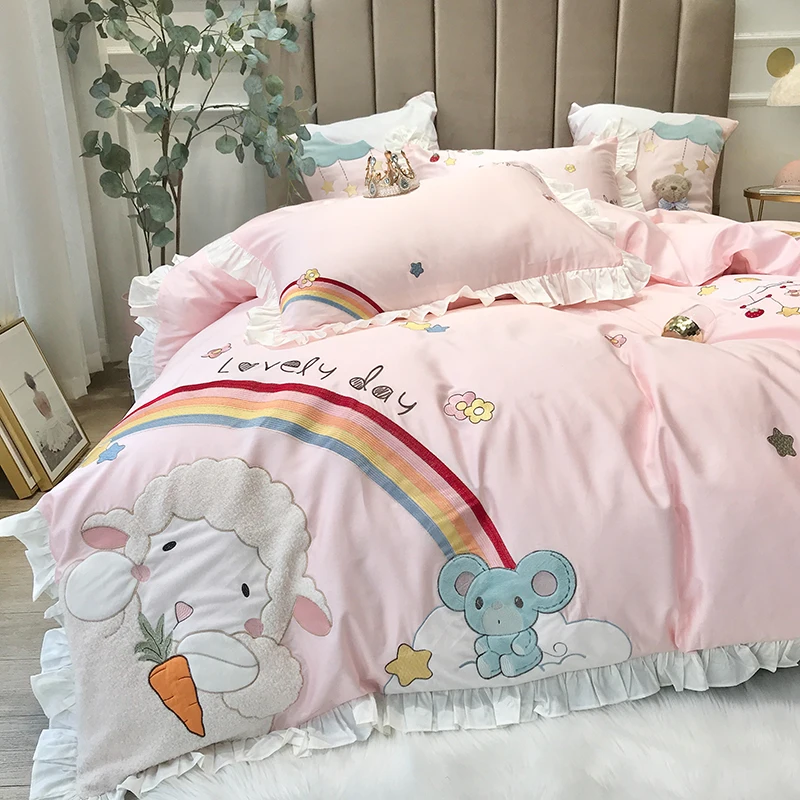 Роскошные комплекты постельного белья с вышивкой Комплект из египетского хлопка