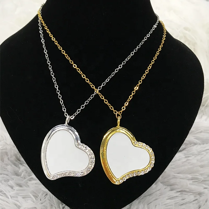 30 pcs New Arrival Cheap Sublimation Blanks Metal Necklace  Jewelry Heart Shape  Pendant Blanks for Custom Promotion Gifts