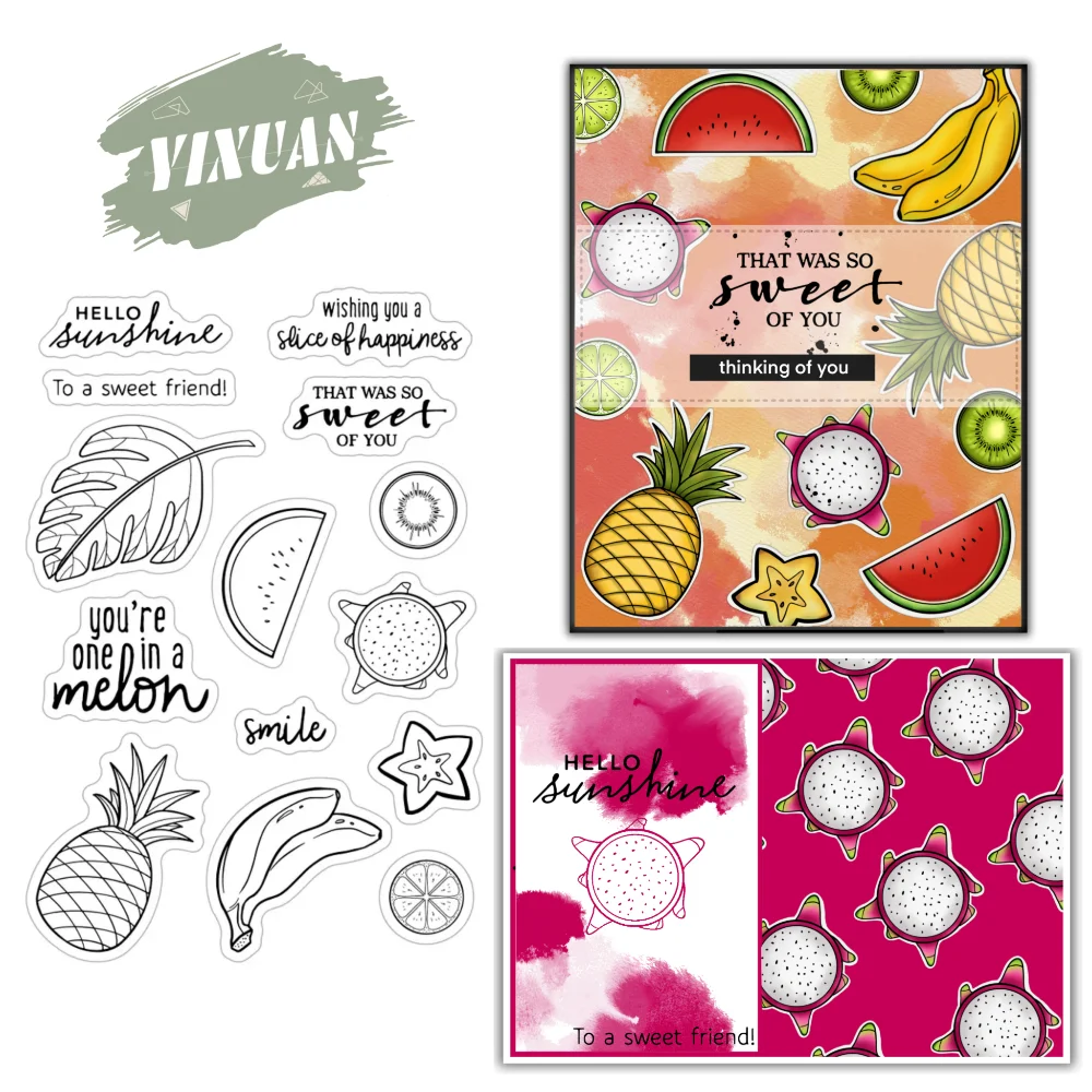 

YIXUAN Fruits Thought Metal Cutting Dies Clear Stamp Set Stencils For Decor DIY Scrapbooking Cards Embossing Template Stamps Die