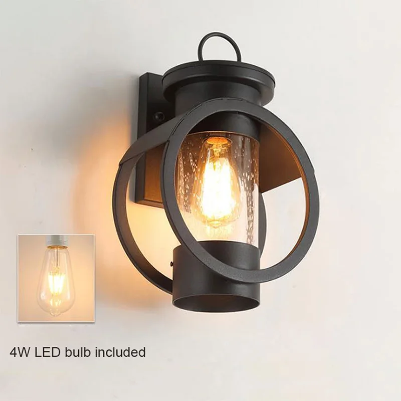 

One-Light, Exterior LED Wall Lantern,Matte Black Outdoor Indoor Wall Sconce,4W Filament Edison led wall mount sconces porch lamp