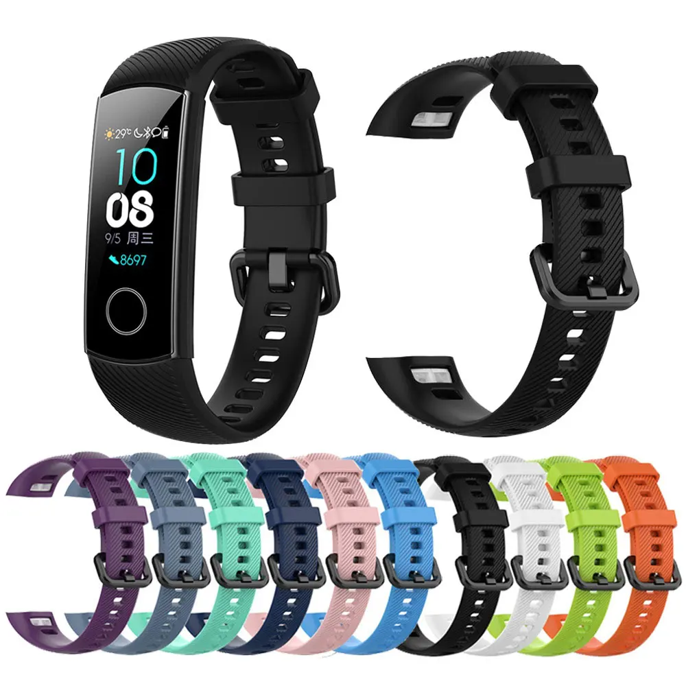 

Silicone Watch Strap For Huawei Honor Band 4 5 Smart Watch Bracelet Soft Wristband Breathable Waterprrof For Honor Band 5