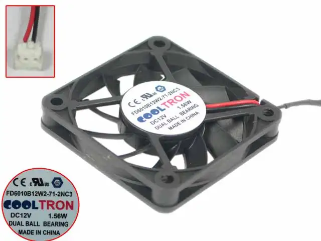 COOLTRON FD6010B12W2 71 2NC3 AC/DC 12V 1 56 W 60x60x10 мм 2 провод Сервер вентилятор охлаждения|Кулеры и