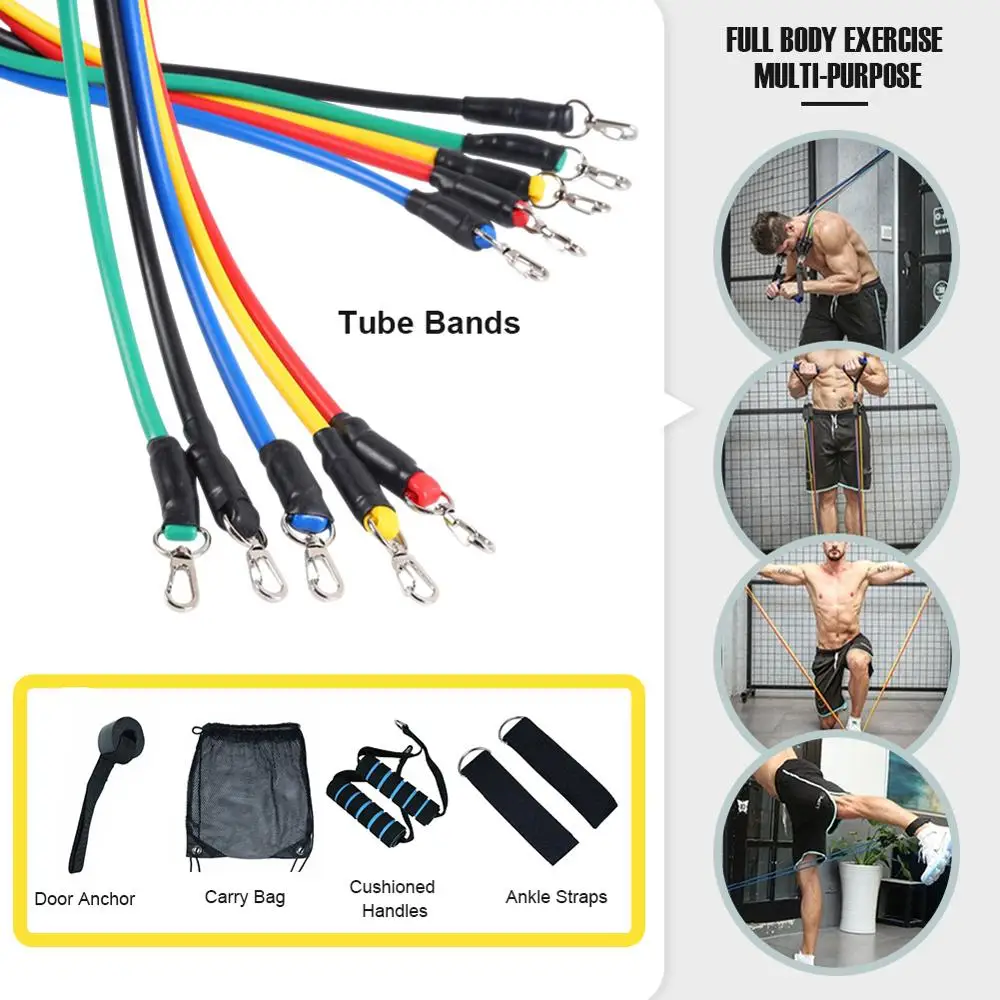 11 шт./компл. Эспандер для фитнеса тренировок Эспандеры латексные трубки педаль