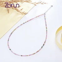 natural stone spinelfluoriteamazonitezircon jewelry 2mm with 925 sterling silver accessories tourmaline necklace for women