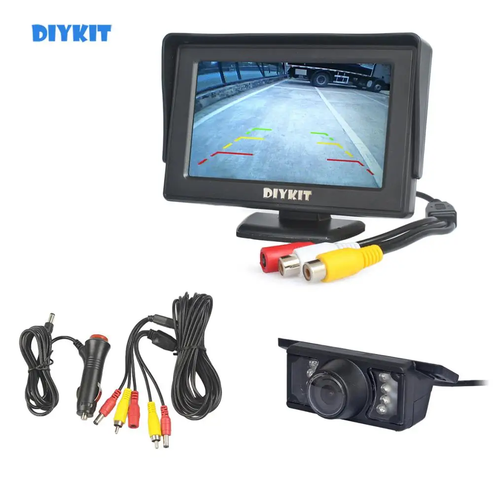 

DIYKIT Wired 4.3 Inch Color TFT LCD Car Monitor + IR Night Vision Rear View Car Camera Parking Assistance System Kit