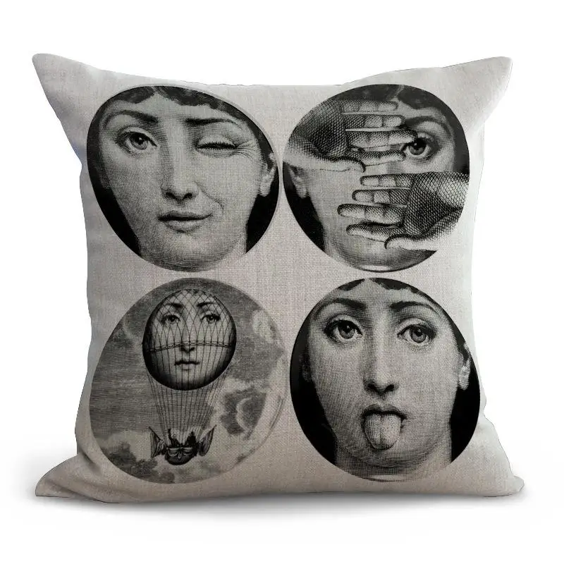 Горячая подушки fornasetti Обложки Подушки изо льна и хлопка Чехол