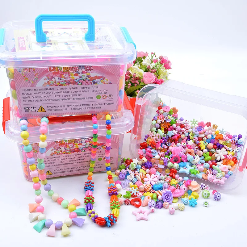 1000Pcs DIY Handmade Beaded Toy with Storage Box Creative Girl Jewelry Bracelet Jewelry Making Toys Educational Children Gift