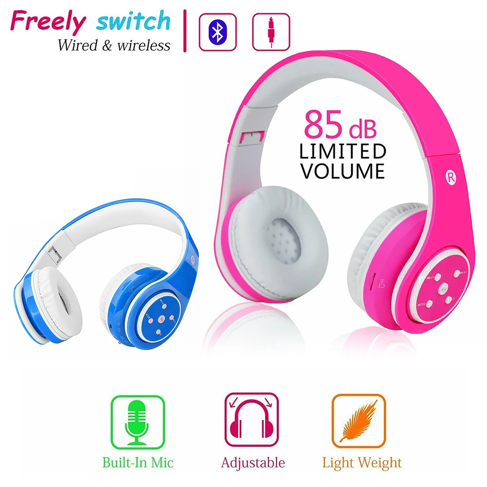 

Children’s Wireless Headphones Bluetooth-compatible Foldable Headset Support TF Card Stereo Headset With Mic Deep Bass for gift