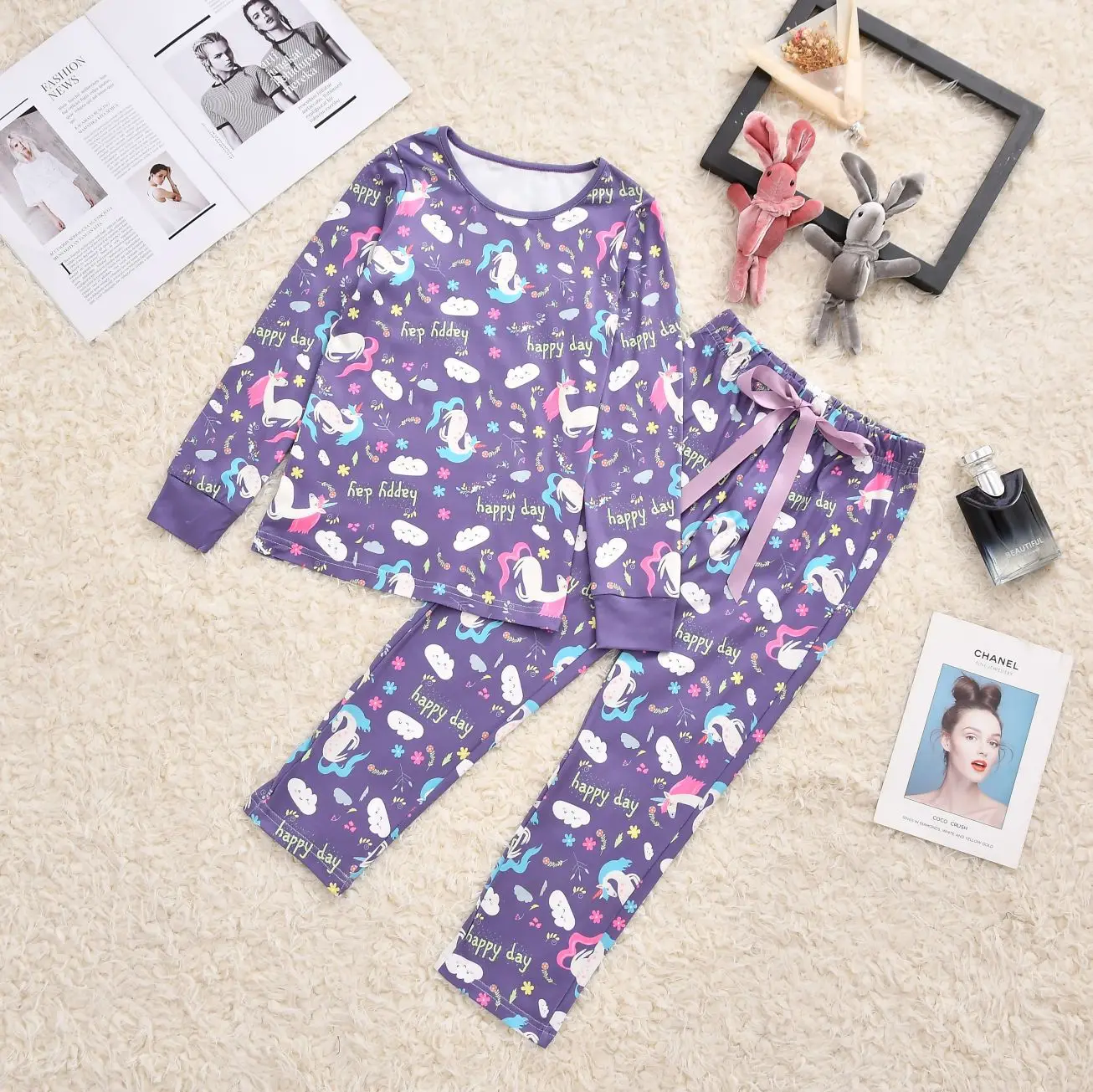 

2021 New Sleepwear Family Matching Outfits Autumn Printed Homewear Long Sleeve T-Shirt Pants Pajama Sets Parent-Child Clothes