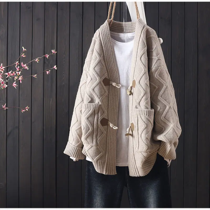 

Spring and Autumn New sweater cardigan women's loose Joker thick coat