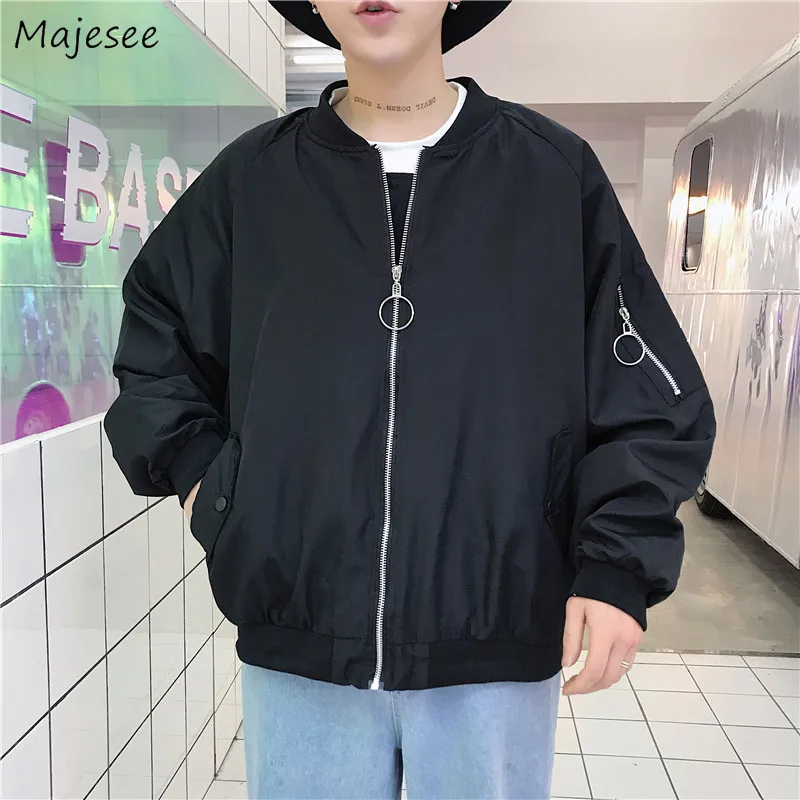 

Men Jackets Solid Loose Chic Zippers Male Long Sleeve Outwear Coats Streetwear All-match Cool High Street Simple Basic Cozy Ins