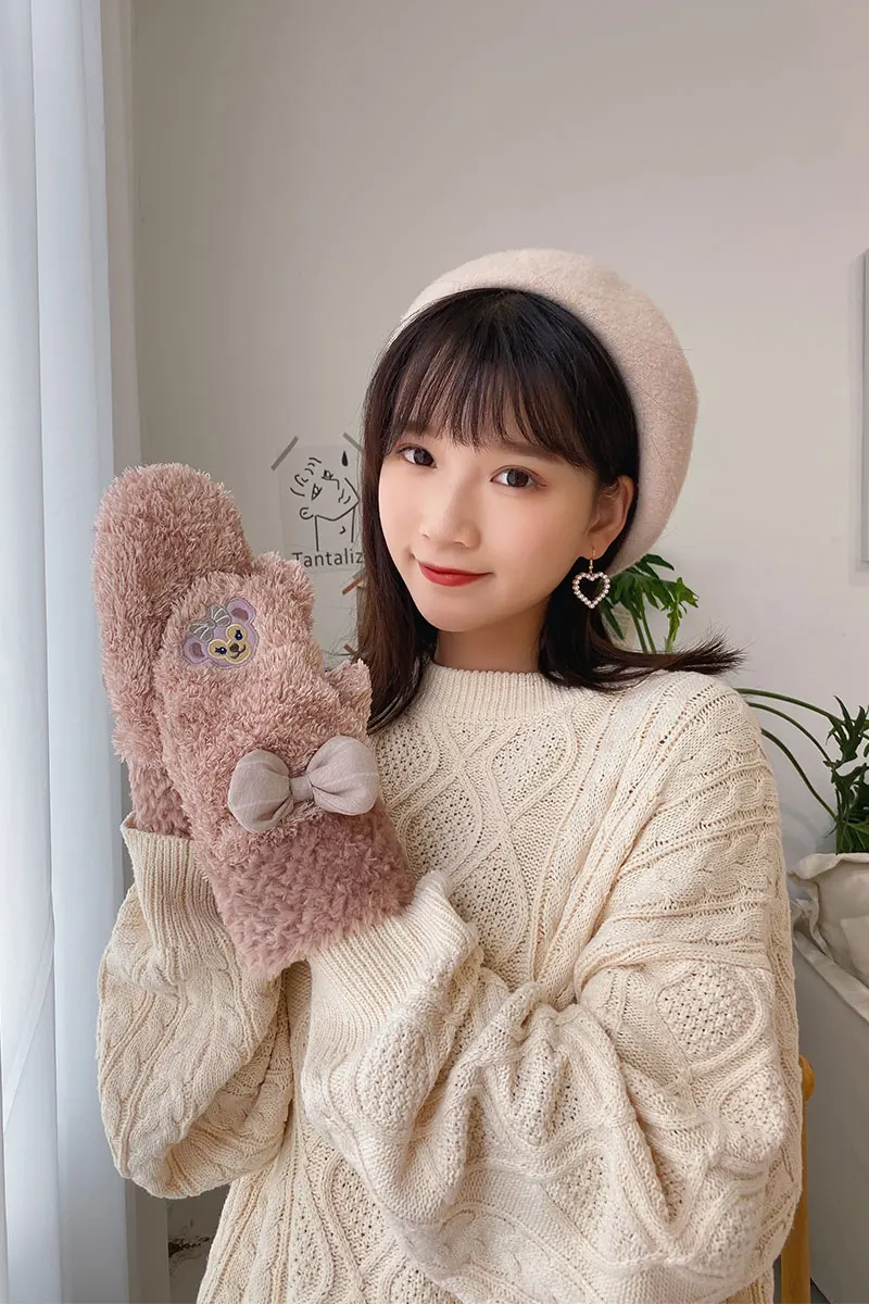 Плюшевые зимние перчатки для девочек с рисунком Duffy Bear Friends stellalou Rabbit shelliemei Gelatoni