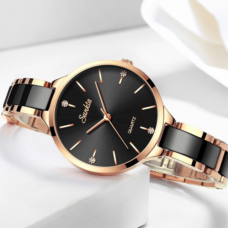 Часы наручные SUNKTA женские кварцевые брендовые Роскошные с классическим