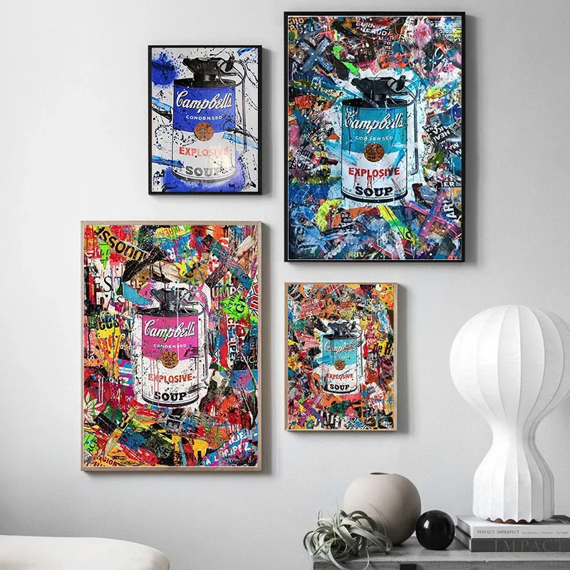 

Poster iron barrel graffiti pictures printed on canvas, street art poster mural prints, used for home living room decoration