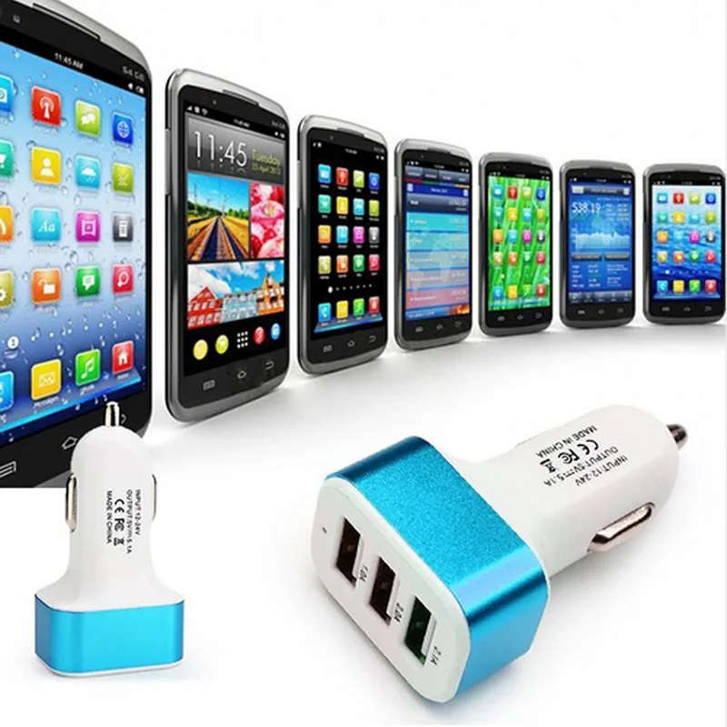 Мини USB 3 порта быстрое зарядное устройство для телефона автомобильное 12 В 24 в