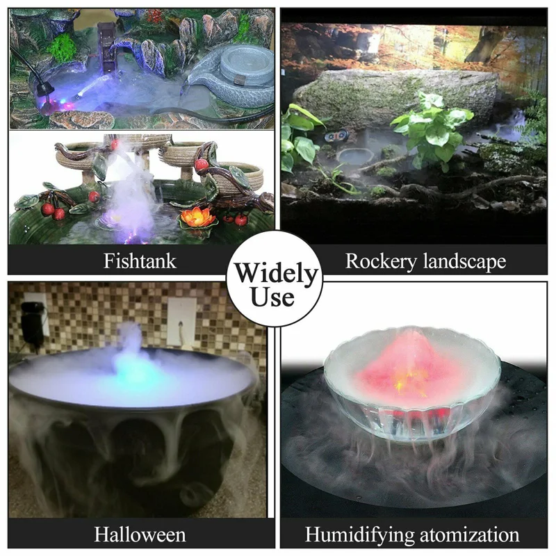 ELOOLE 24V Colorful Changing Ultrasonic Mist Maker Fogger Water Fountain Pond Atomizer Air Humidifier 12 LED With Adapter | Бытовая