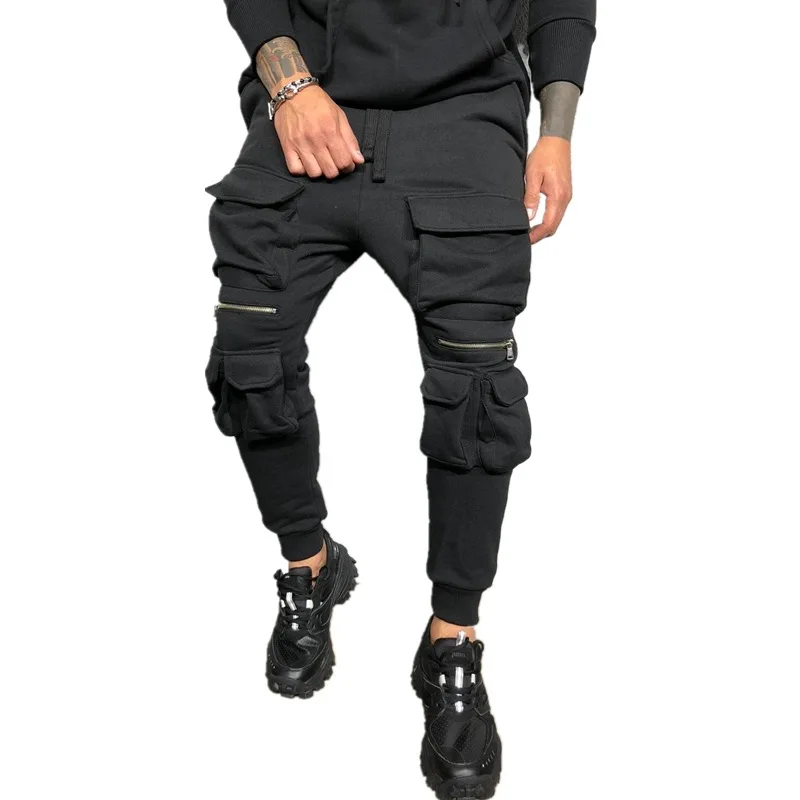 

Jogger Hombre Japanese Streetwear Cargo Pants Men Multi-pocket Zipper Hip Hop Jogger Pants Slim Fashion Casual Black Trousers