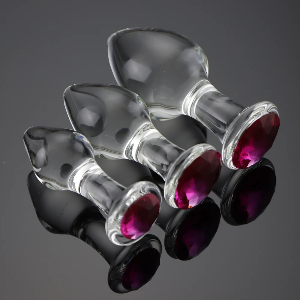 Прозрачная стеклянная Анальная пробка 3 шт./компл. драгоценный шар гладкий