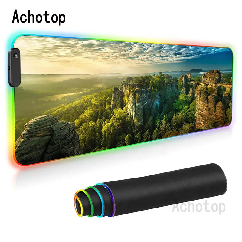

Landscape Mouse Pad RGB Mousepad Large Size Rectangular Washable Suitable for Home Desktop Computer Office Laptop LED Mouse Mat