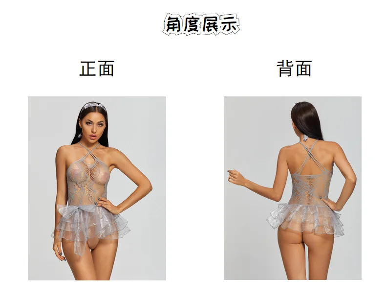 

Hot Woman Tulle Costumes Sexy Temptation See Through Lace Fashion Bow Lingerie Sets Underwear Maid Uniform Sweet Gift