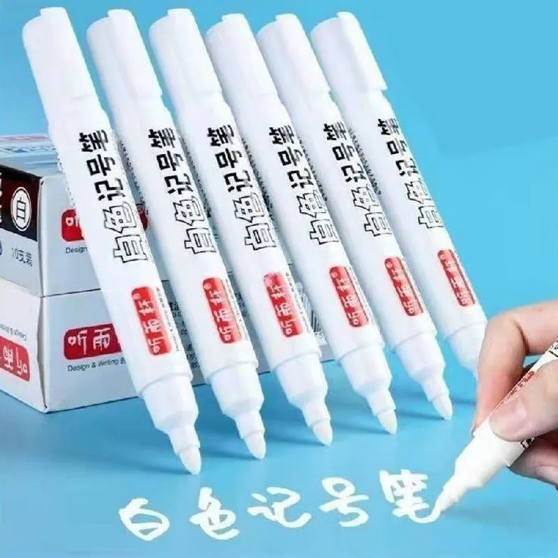 

1PC Oily Waterproof White Marker Pen Graffiti Pens Permanent Gel Pencil Tire Painting Notebook Tyre Tread Environmental Pen