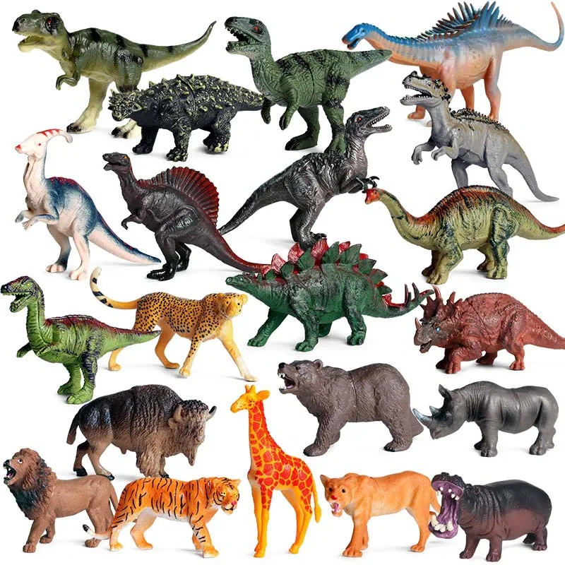 

Jurassic Dinosaur Model Tyrannosaurus Triceratops Velociraptor Wild Animal Action Figures Lion Tiger giraffe Figurine Kids Toys