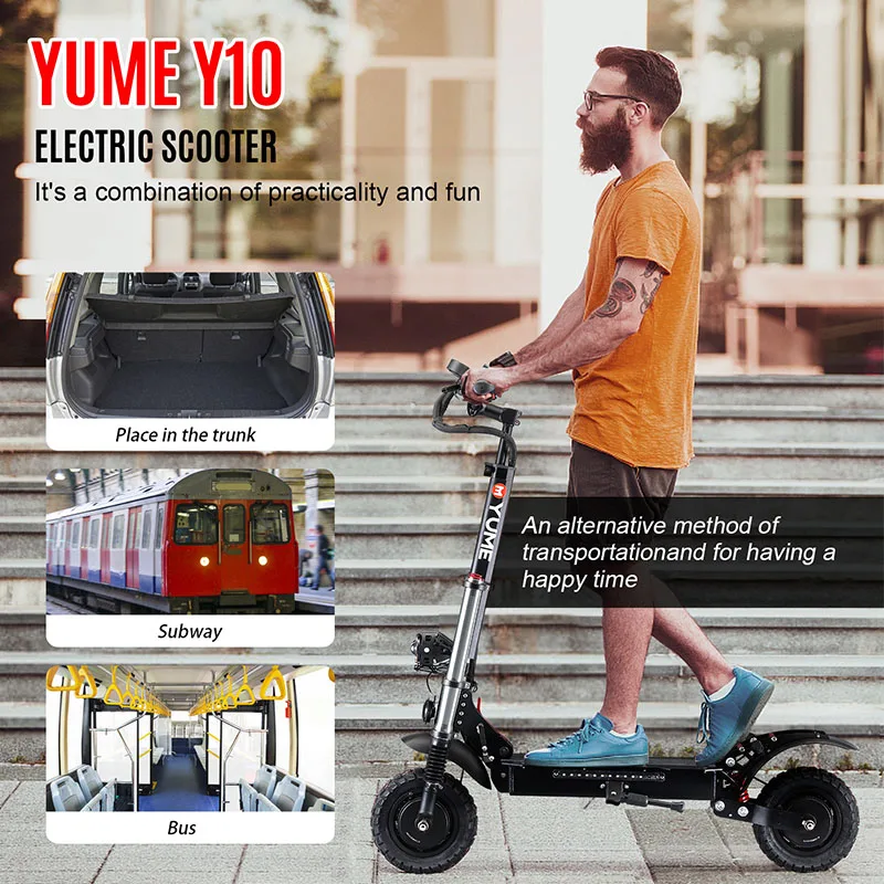 Внедорожные шины YUME Y10 10 дюймов двойной двигатель 2400 Вт до 40 миль/ч складной