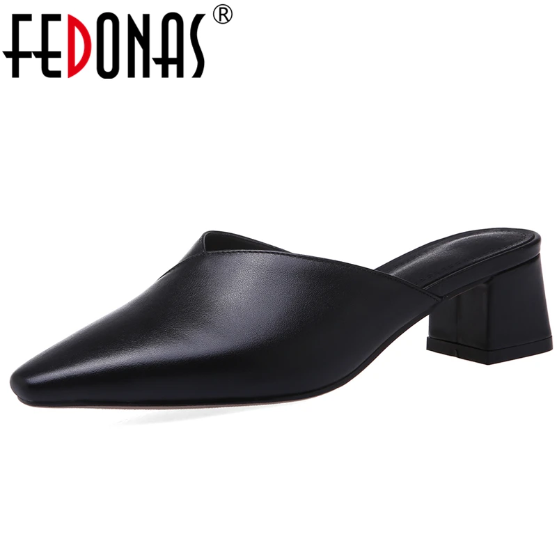 Женские босоножки без застежек FEDONAS желтые туфли из коровьей кожи на толстых