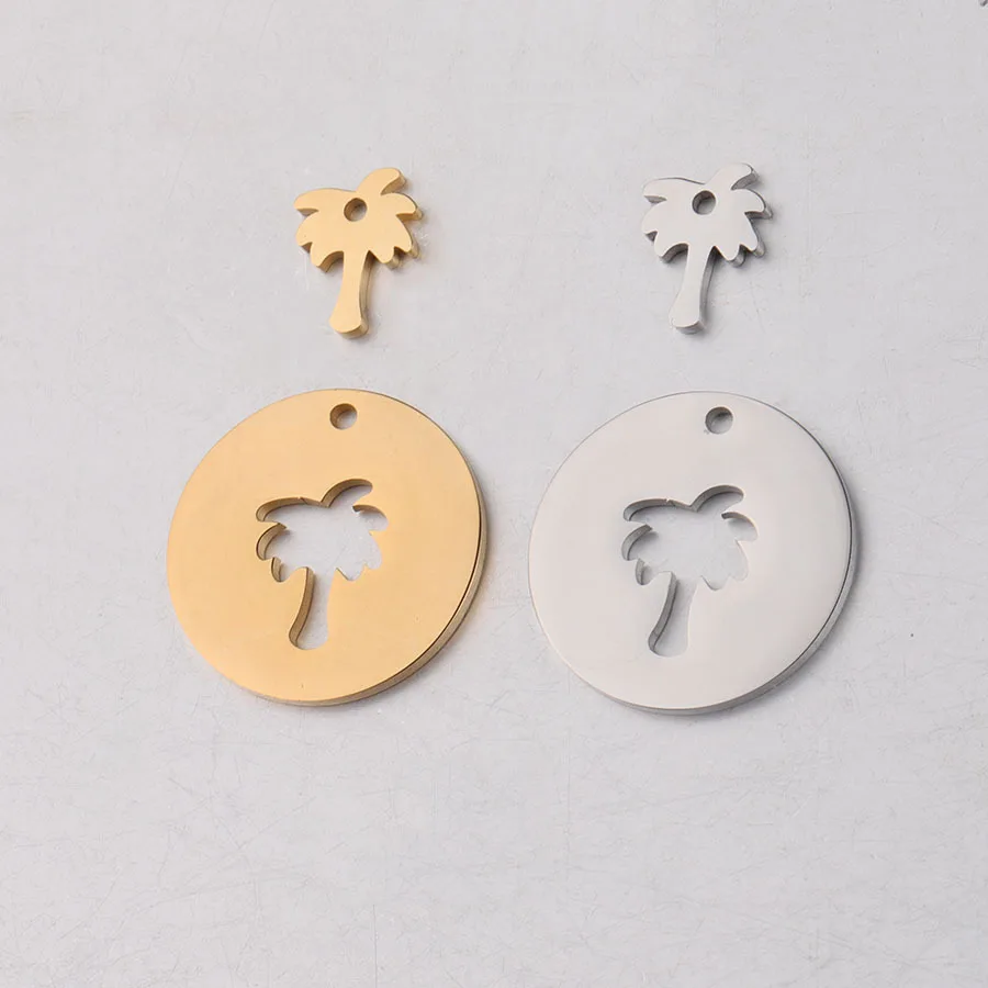 

5pcs each Mirror stainless steel hollow coconut tree combination matching pendant DIY accessories for bracelet/necklace jewelry