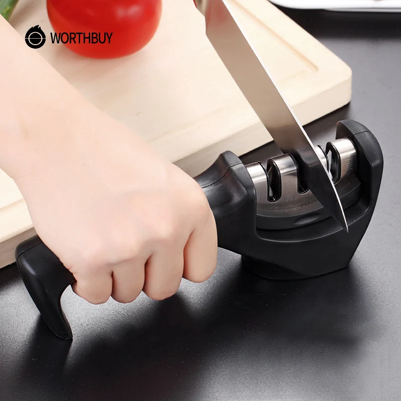 

WORTHBUY Professional Knife Sharpener With Demountable 3 Stages Non-Slip Knife Sharpener For Restaurant Kitchen Sharpening Tools